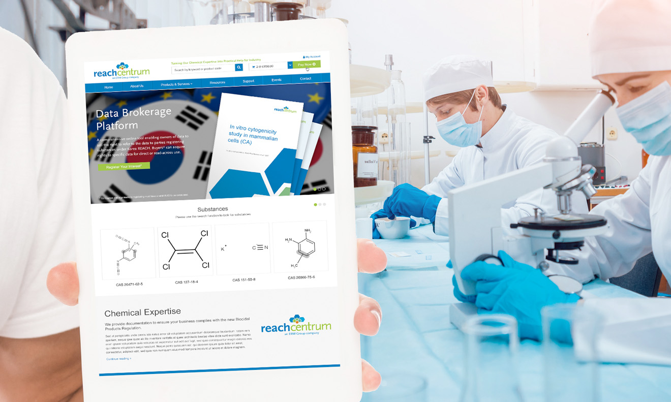 Data Brokerage platform showcases chemical formulas and the company's B2B portal for connecting chemical studies data owners with buyers